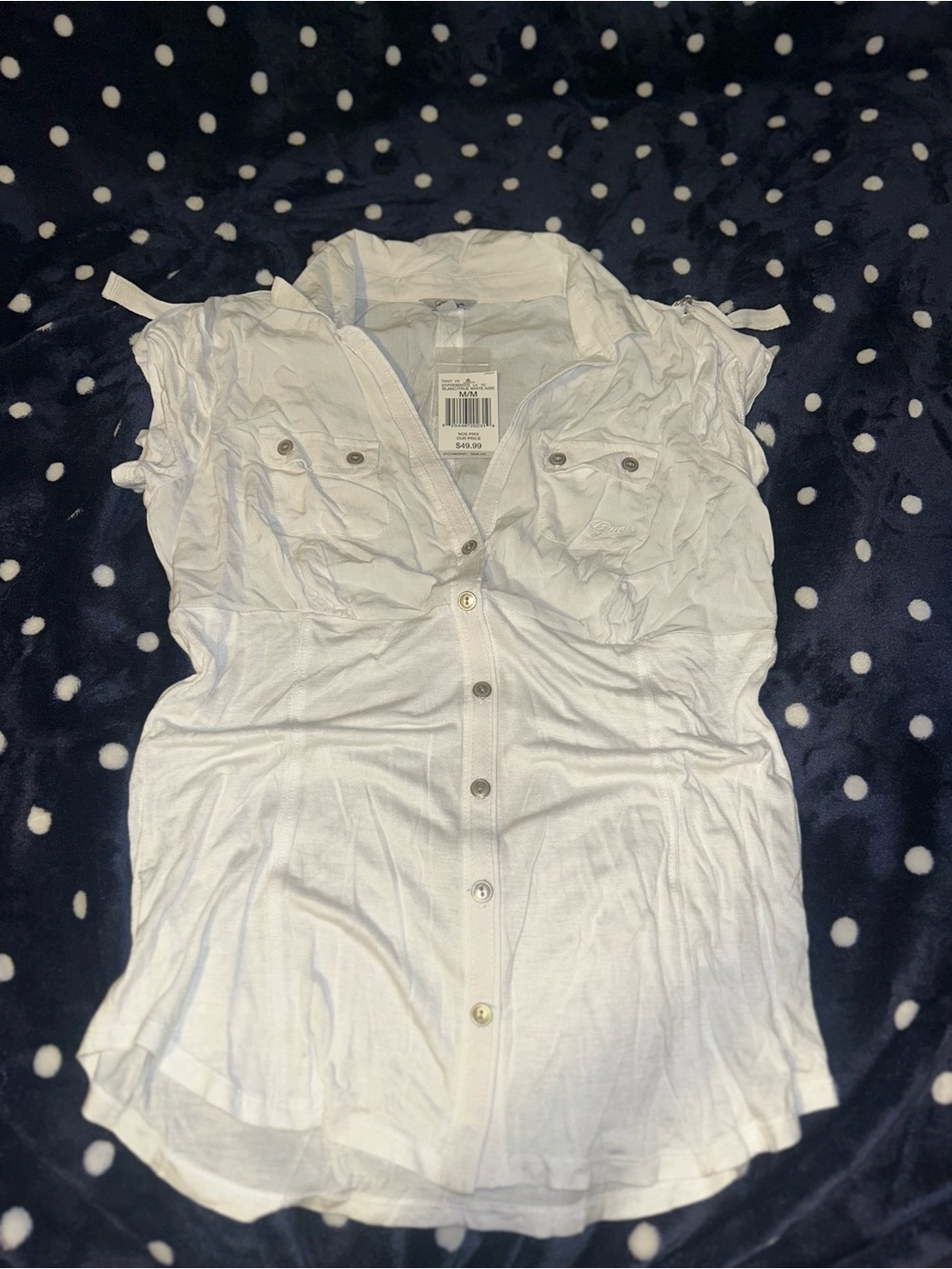 Vintage Guess White Button-Down Short Sleeve Shirt
